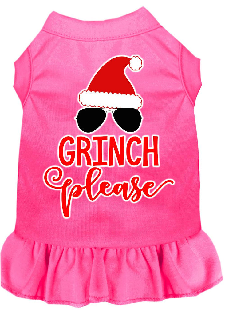 Grinch Please Screen Print Dog Dress Bright Pink 4x (22)