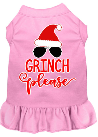 Grinch Please Screen Print Dog Dress Light Pink 4x (22)