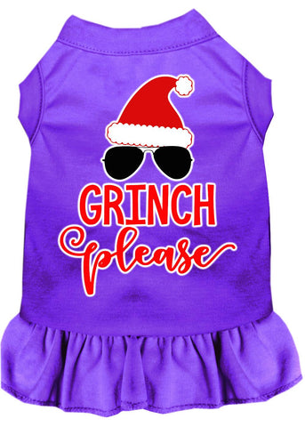 Grinch Please Screen Print Dog Dress Purple Med (12)