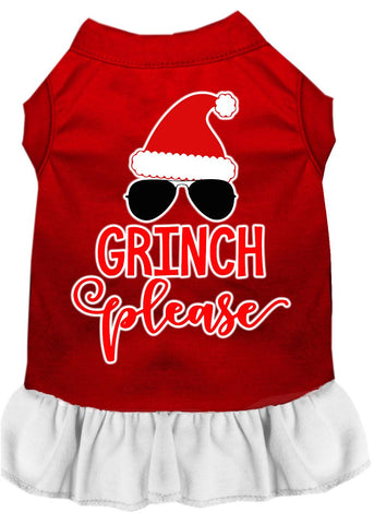 Grinch Please Screen Print Dog Dress Red With White Xxxl (20)