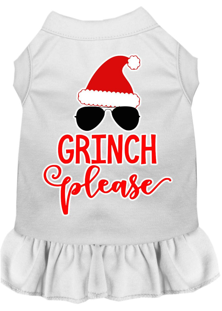 Grinch Please Screen Print Dog Dress White Med (12)