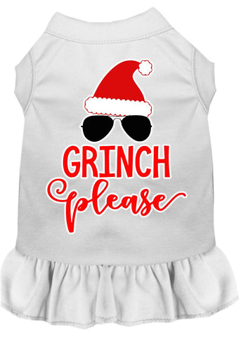 Grinch Please Screen Print Dog Dress White Sm (10)