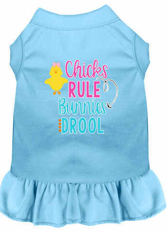 Chicks Rule Screen Print Dog Dress Baby Blue Med (12)