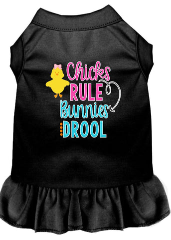 Chicks Rule Screen Print Dog Dress Black 4x (22)