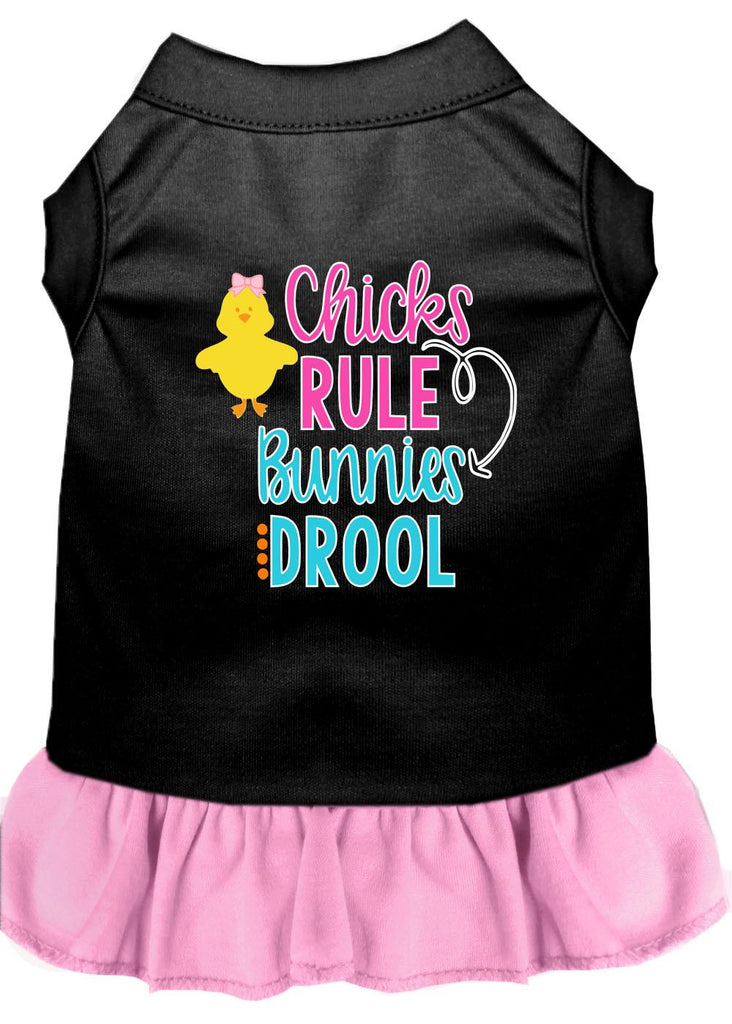 Chicks Rule Screen Print Dog Dress Black With Light Pink Sm (10)