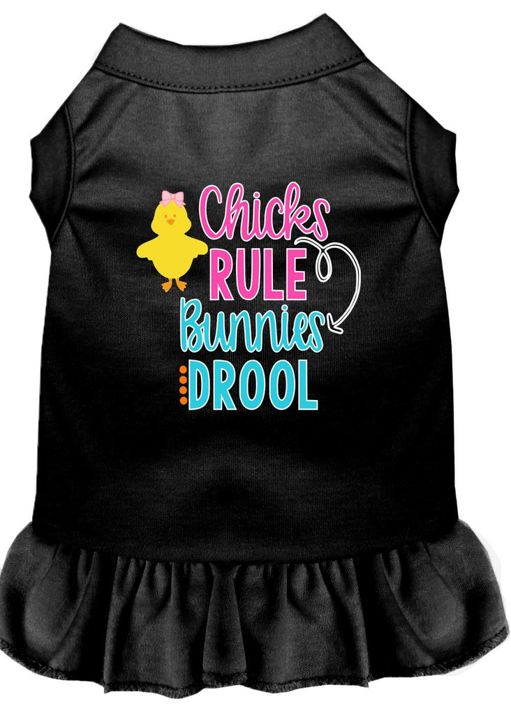 Chicks Rule Screen Print Dog Dress Black Sm (10)