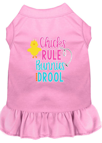 Chicks Rule Screen Print Dog Dress Light Pink Med (12)