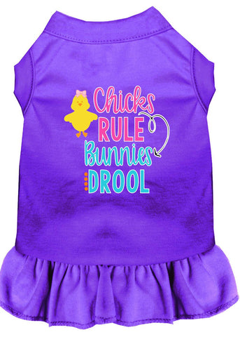 Chicks Rule Screen Print Dog Dress Purple Med (12)