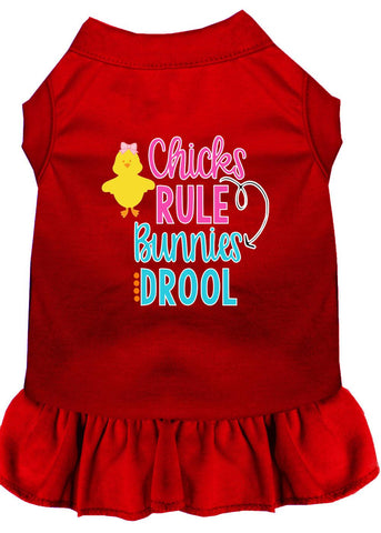 Chicks Rule Screen Print Dog Dress Red 4x (22)