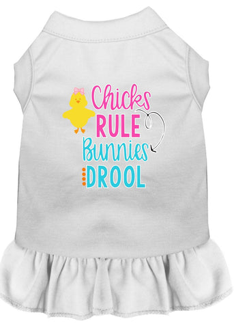 Chicks Rule Screen Print Dog Dress White 4x (22)