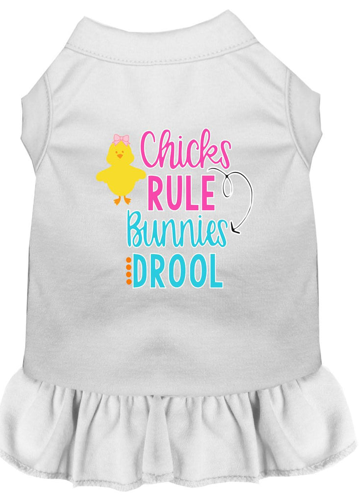 Chicks Rule Screen Print Dog Dress White Lg (14)