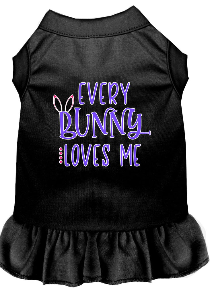 Every Bunny Loves Me Screen Print Dog Dress Black Med (12)