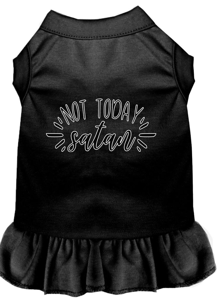 Not Today Satan Screen Print Dog Dress Black 4x (22)