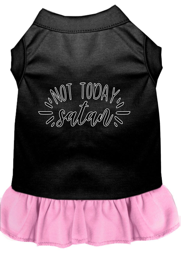 Not Today Satan Screen Print Dog Dress Black With Light Pink Sm (10)