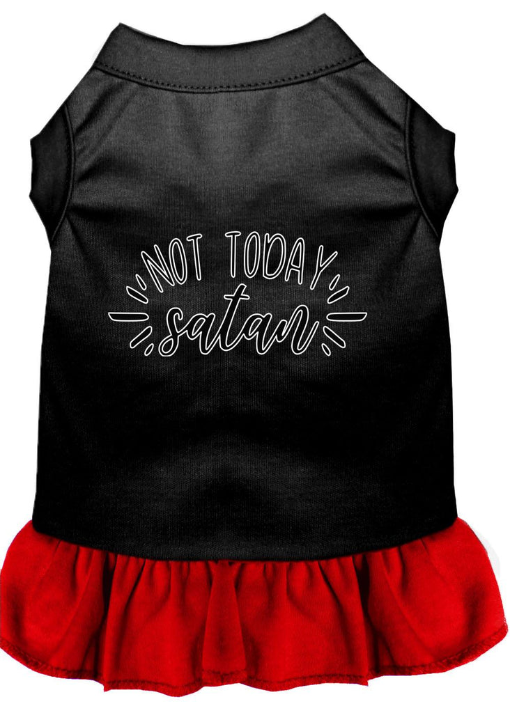 Not Today Satan Screen Print Dog Dress Black With Red Med (12)