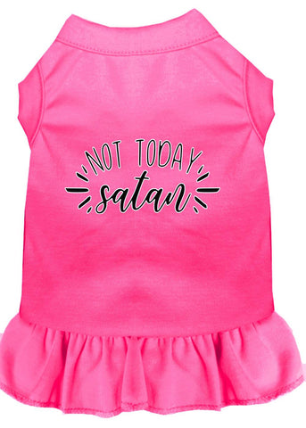 Not Today Satan Screen Print Dog Dress Bright Pink 4x (22)