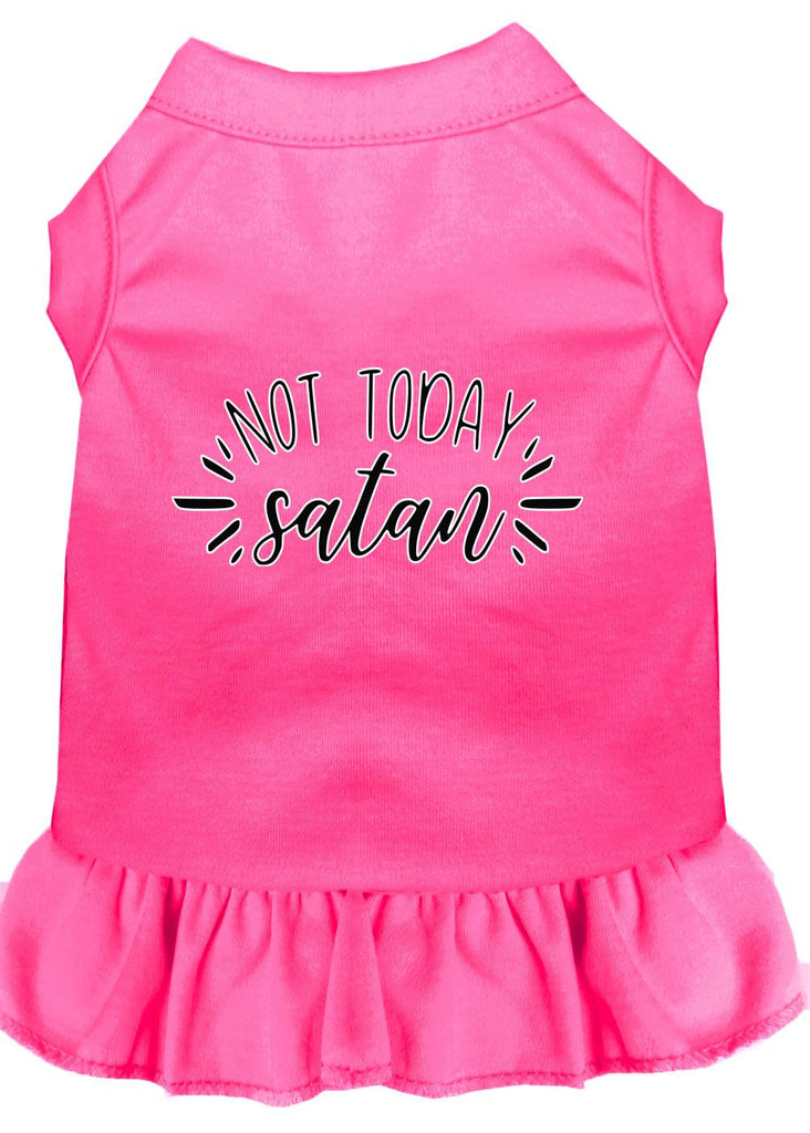 Not Today Satan Screen Print Dog Dress Bright Pink Xs (8)