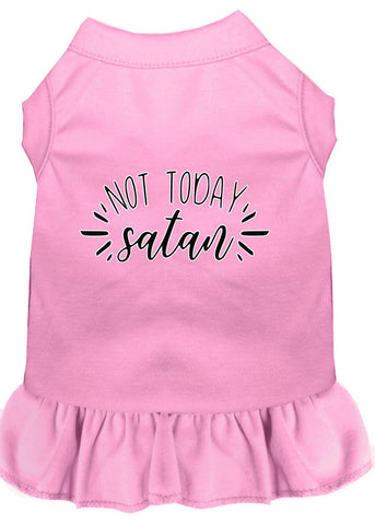 Not Today Satan Screen Print Dog Dress Light Pink 4x (22)