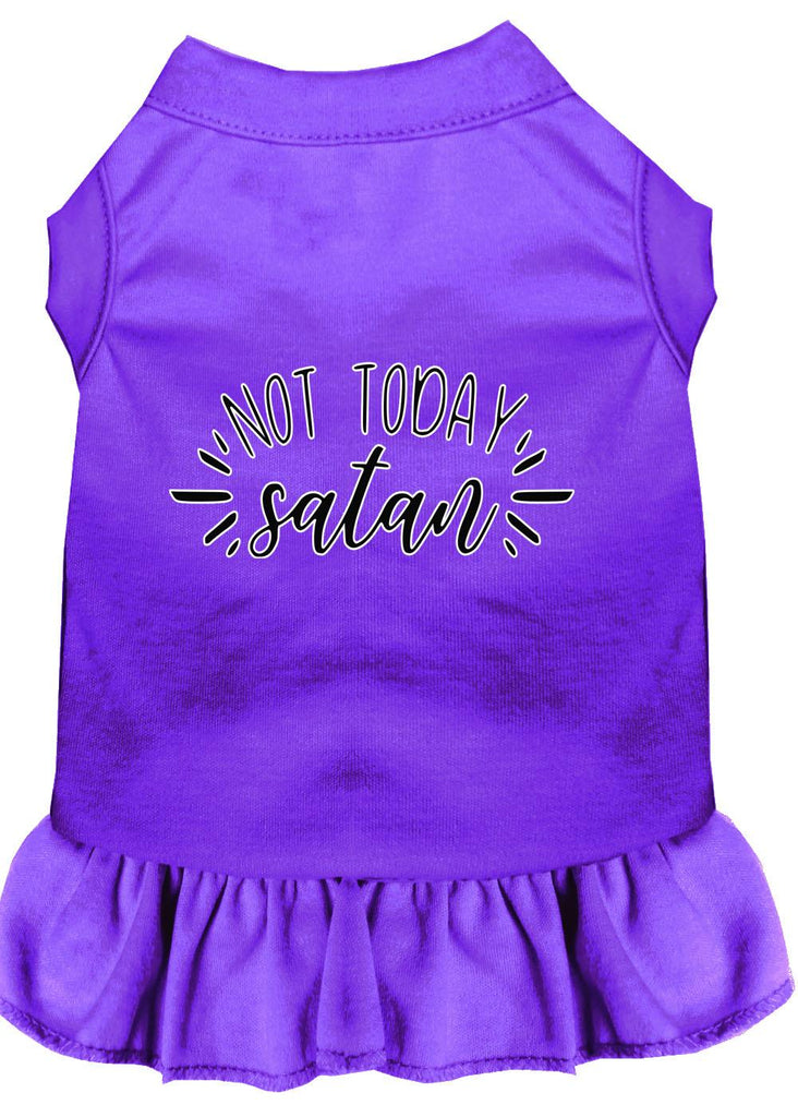 Not Today Satan Screen Print Dog Dress Purple 4x (22)