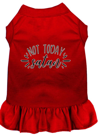 Not Today Satan Screen Print Dog Dress Red 4x (22)