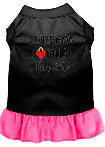 Family Favorite Screen Print Dog Dress Black With Bright Pink Sm