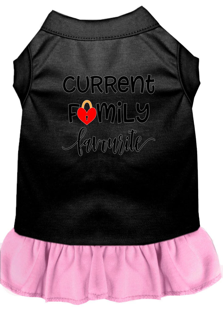 Family Favorite Screen Print Dog Dress Black With Light Pink Lg