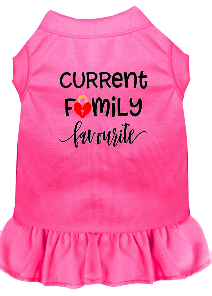 Family Favorite Screen Print Dog Dress Bright Pink 4x