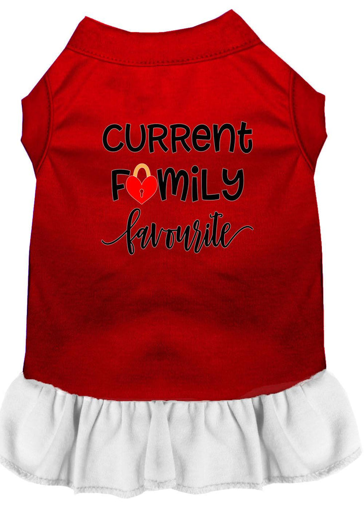 Family Favorite Screen Print Dog Dress Red With White Lg