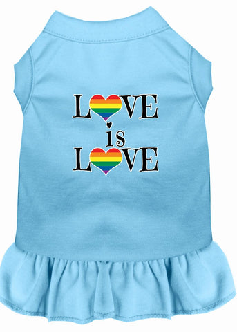 Love Is Love Screen Print Dog Dress Baby Blue Med