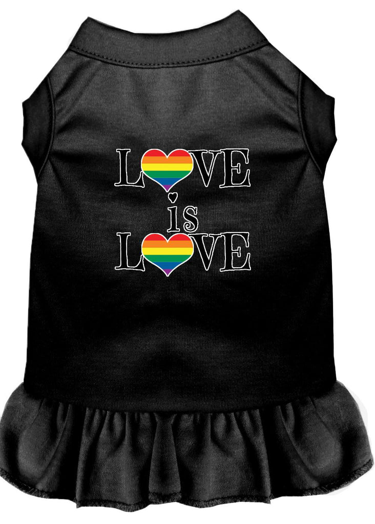 Love Is Love Screen Print Dog Dress Black 4x