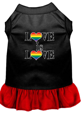 Love Is Love Screen Print Dog Dress Black With Red Xl