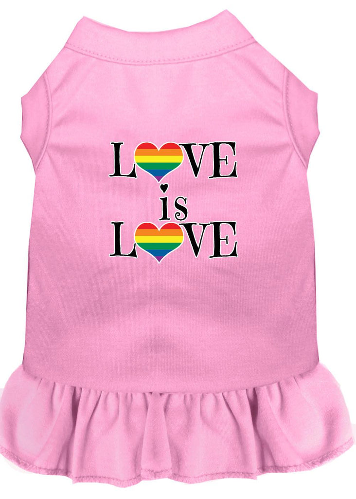 Love Is Love Screen Print Dog Dress Light Pink Med