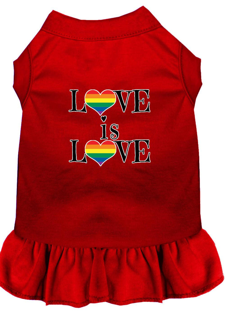 Love Is Love Screen Print Dog Dress Red 4x