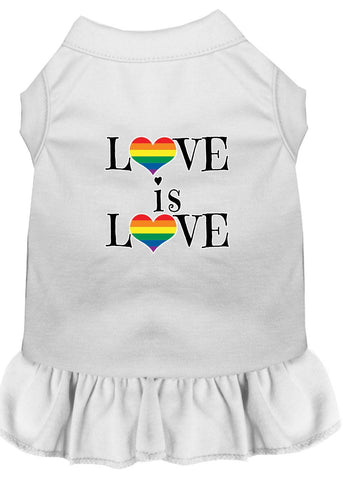 Love Is Love Screen Print Dog Dress White 4x