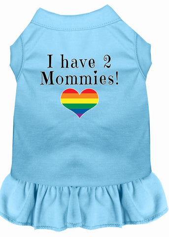 I Have 2 Mommies Screen Print Dog Dress Baby Blue Lg