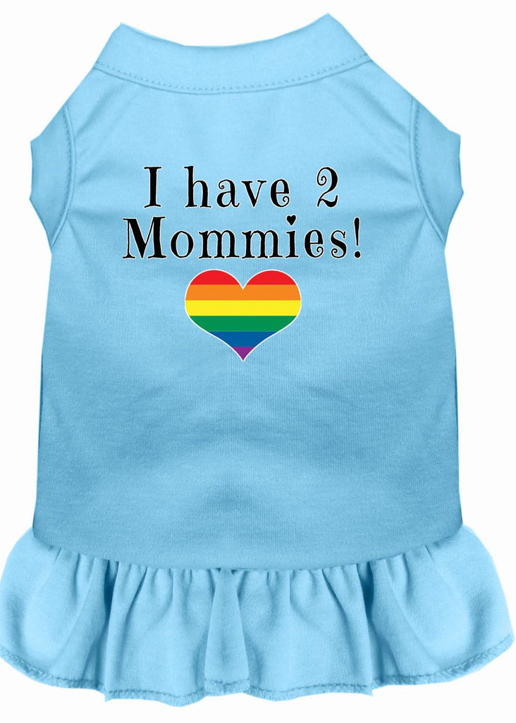 I Have 2 Mommies Screen Print Dog Dress Baby Blue Med