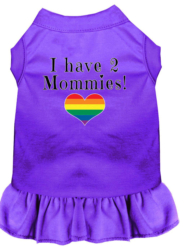 I Have 2 Mommies Screen Print Dog Dress Purple 4x