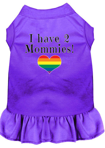 I Have 2 Mommies Screen Print Dog Dress Purple Xl