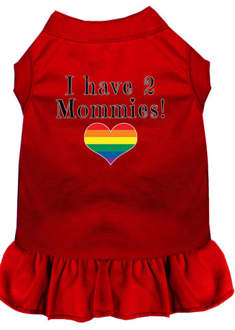 I Have 2 Mommies Screen Print Dog Dress Red Lg