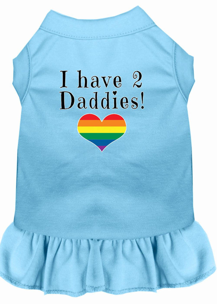 I Have 2 Daddies Screen Print Dog Dress Baby Blue 4x