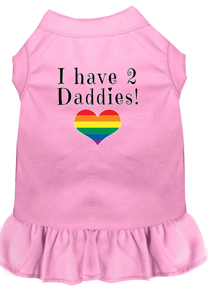 I Have 2 Daddies Screen Print Dog Dress Light Pink 4x