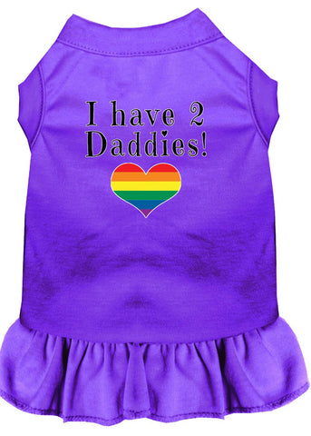 I Have 2 Daddies Screen Print Dog Dress Purple 4x