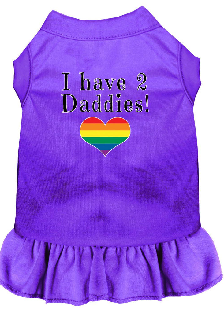 I Have 2 Daddies Screen Print Dog Dress Purple Med