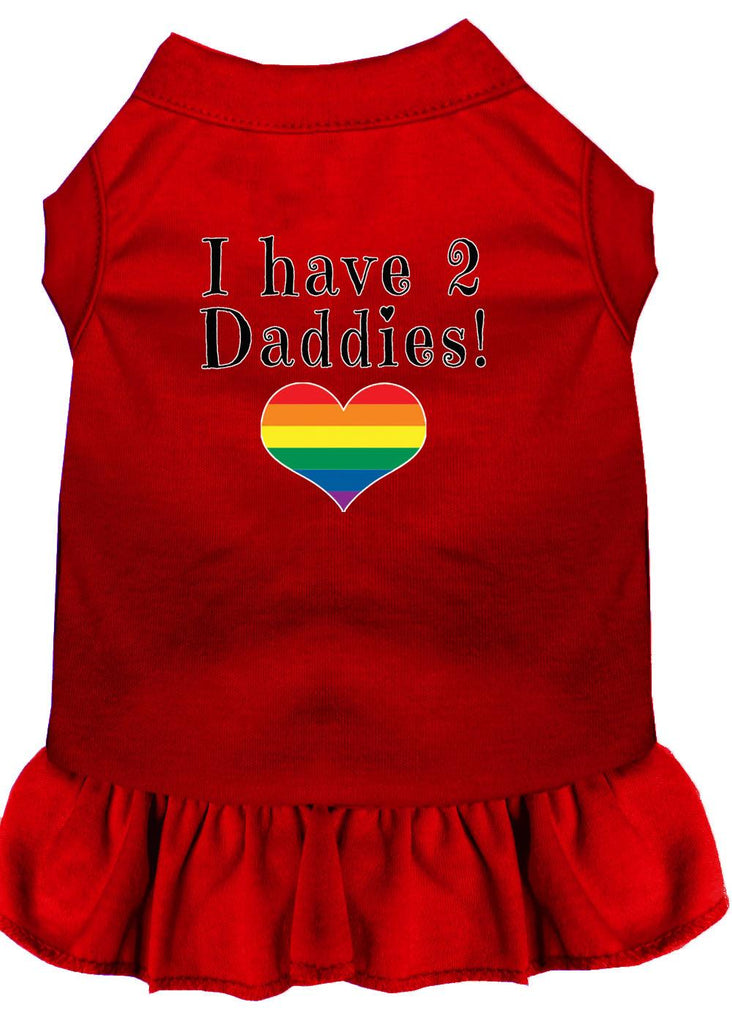 I Have 2 Daddies Screen Print Dog Dress Red Lg