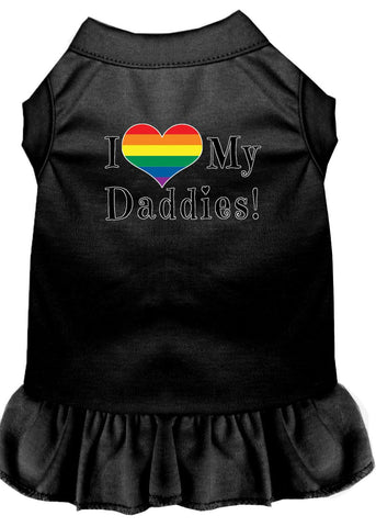 I Heart My Daddies Screen Print Dog Dress Black 4x