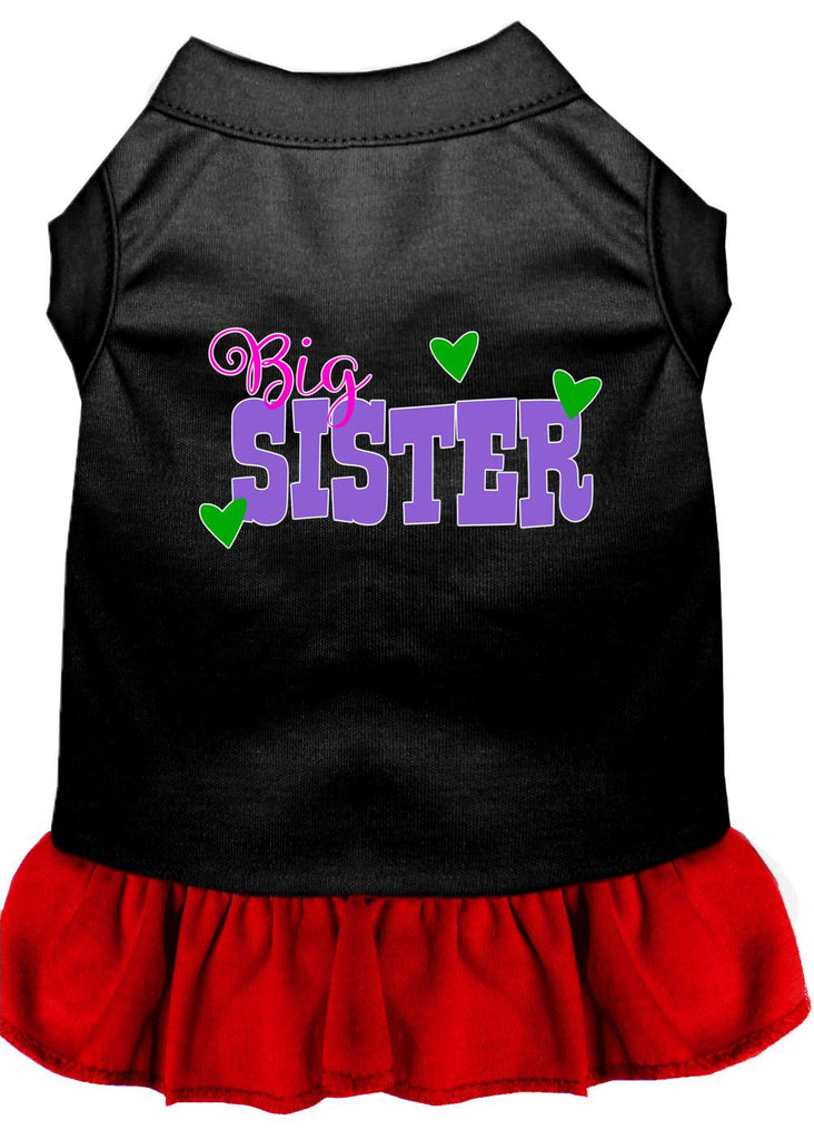 Big Sister Screen Print Dog Dress Black With Red Med