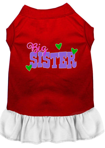 Big Sister Screen Print Dog Dress Red With White Xs