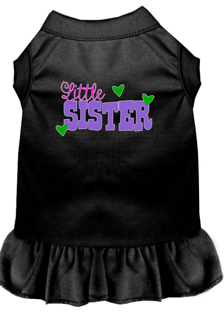 Little Sister Screen Print Dog Dress Black Med