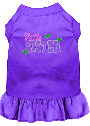 Little Sister Screen Print Dog Dress Purple 4x