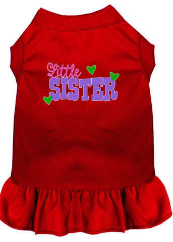 Little Sister Screen Print Dog Dress Red Med